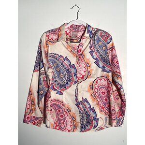 Chicos Womens Button-Up Shirt Size 8/10 Multicolor Paisley Print 100% Cotton